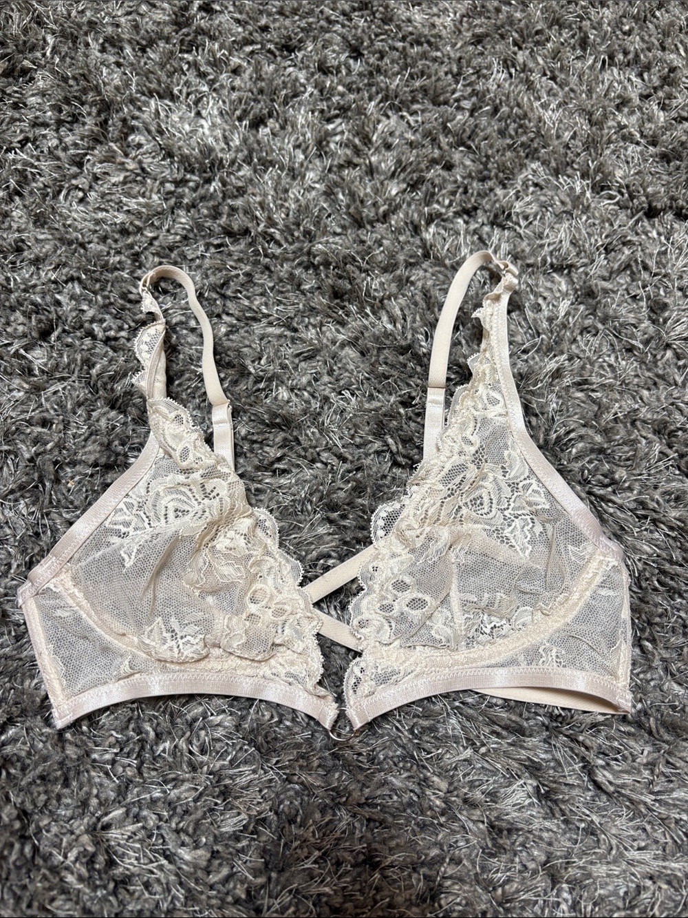 Urban Outfitters Sheer Lace Bralette in Light Beige